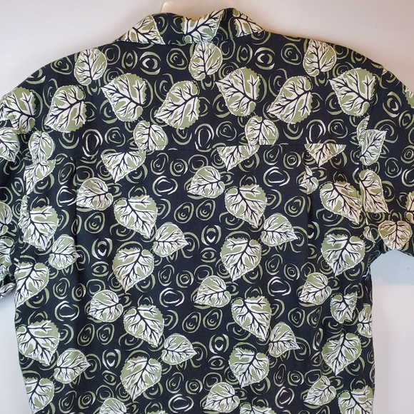 Vintage Summa Green Vines Allover Short Sleeve Mens Shirt Button Up Size M - Picture 9 of 14
